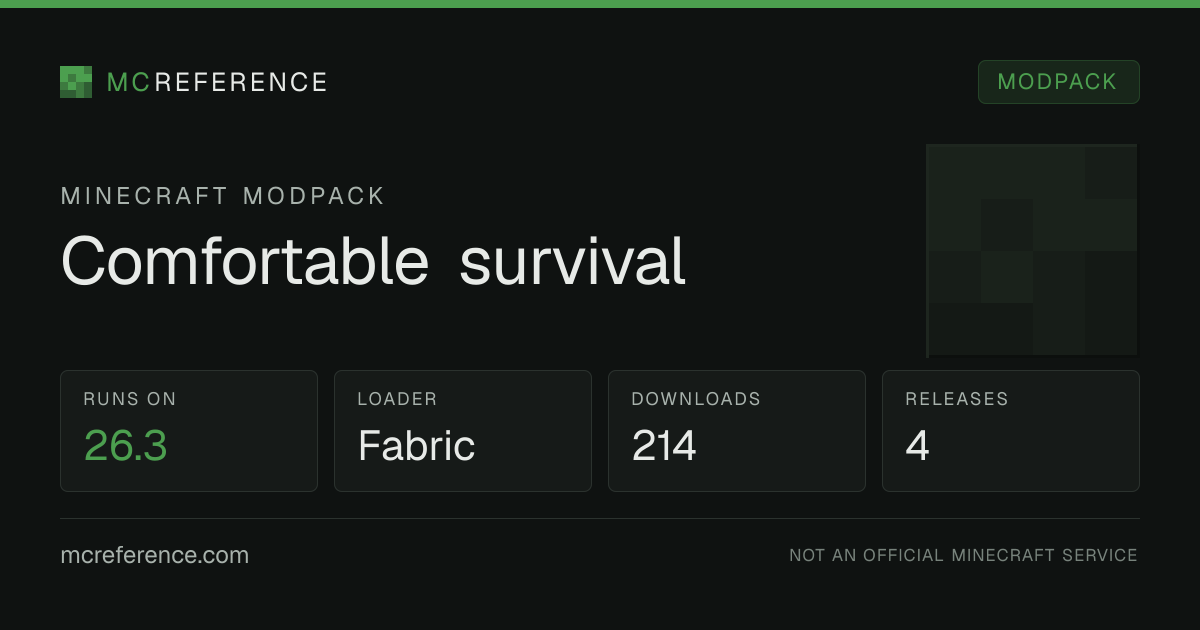 Comfortable survival: Minecraft modpack for 26.3 (Fabric)