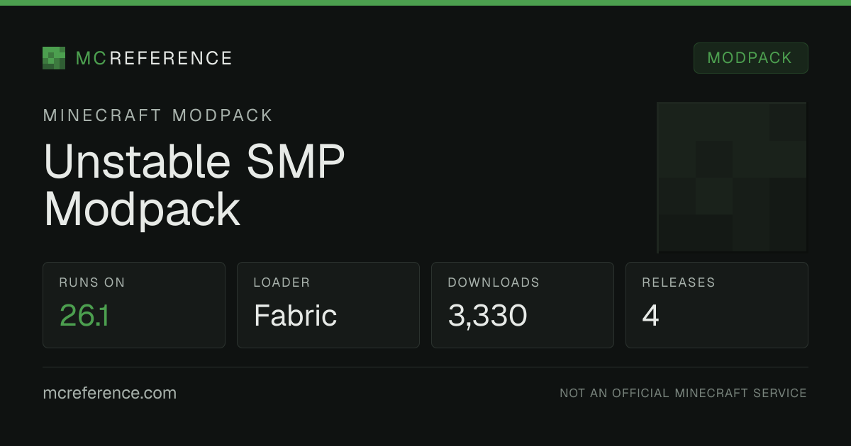 Unstable SMP Modpack: Minecraft modpack for 26.1 (Fabric)