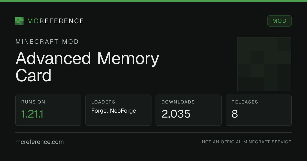 Advanced Memory Card: Minecraft mod for 1.21.1 (Forge, NeoForge)