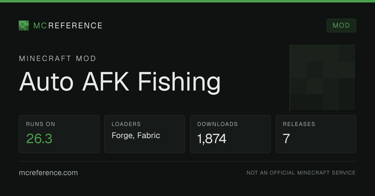 Auto AFK Fishing: Minecraft mod for 26.3 (Forge, Fabric)