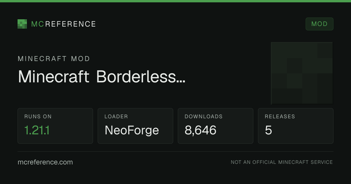Minecraft Borderless Window: Minecraft mod for 1.21.1 (NeoForge)