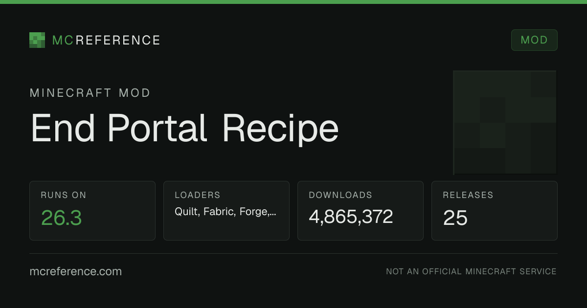 End Portal Recipe: Minecraft mod for 26.3