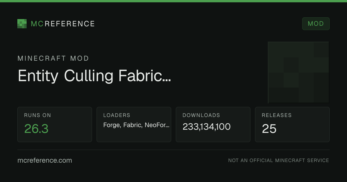 Entity Culling Fabric/Forge: Minecraft mod for 26.3