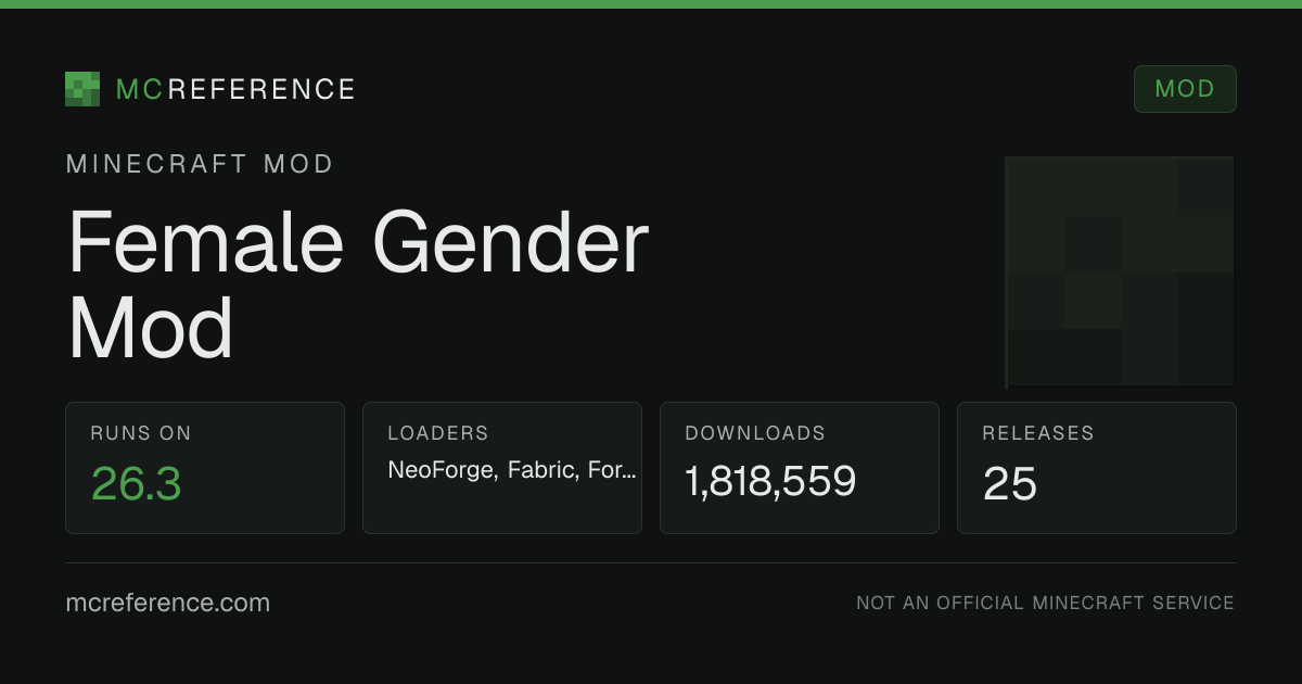 Female Gender Mod: Minecraft mod for 26.3