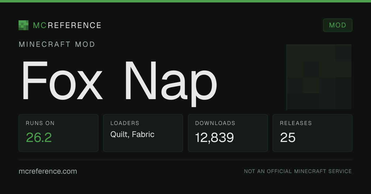 Fox Nap: Minecraft mod for 26.2 (Quilt, Fabric)