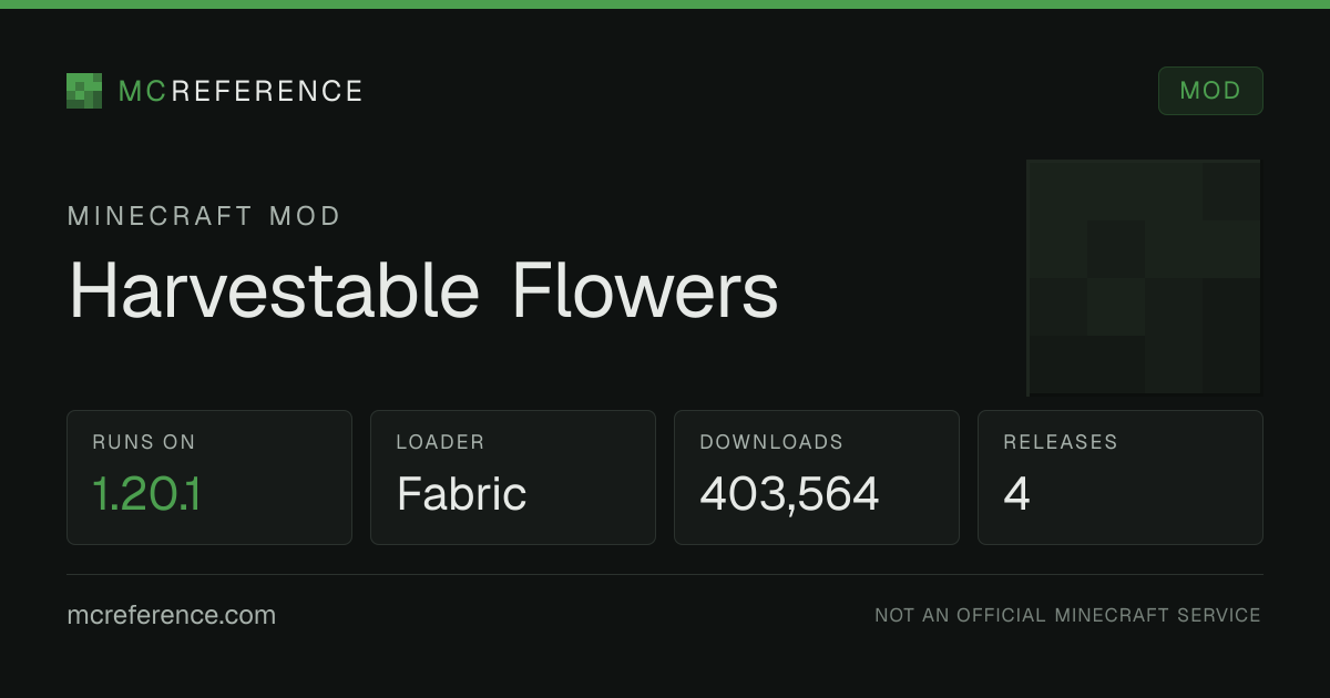 Harvestable Flowers: Minecraft mod for 1.20.1 (Fabric)