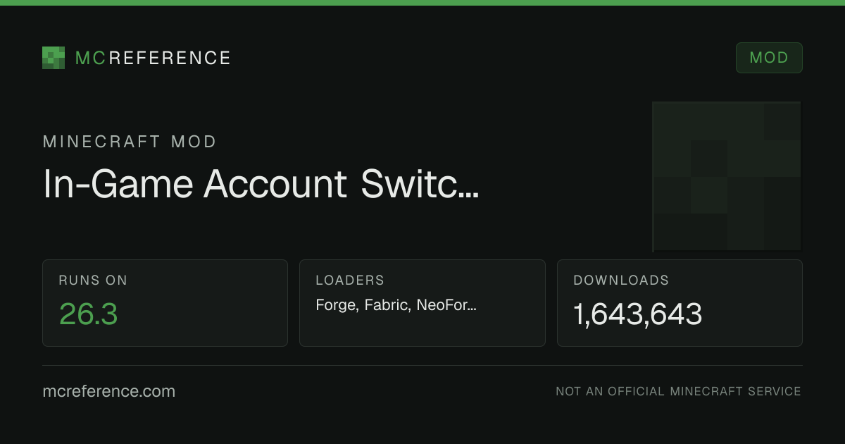 In-Game Account Switcher: Minecraft mod for 26.3
