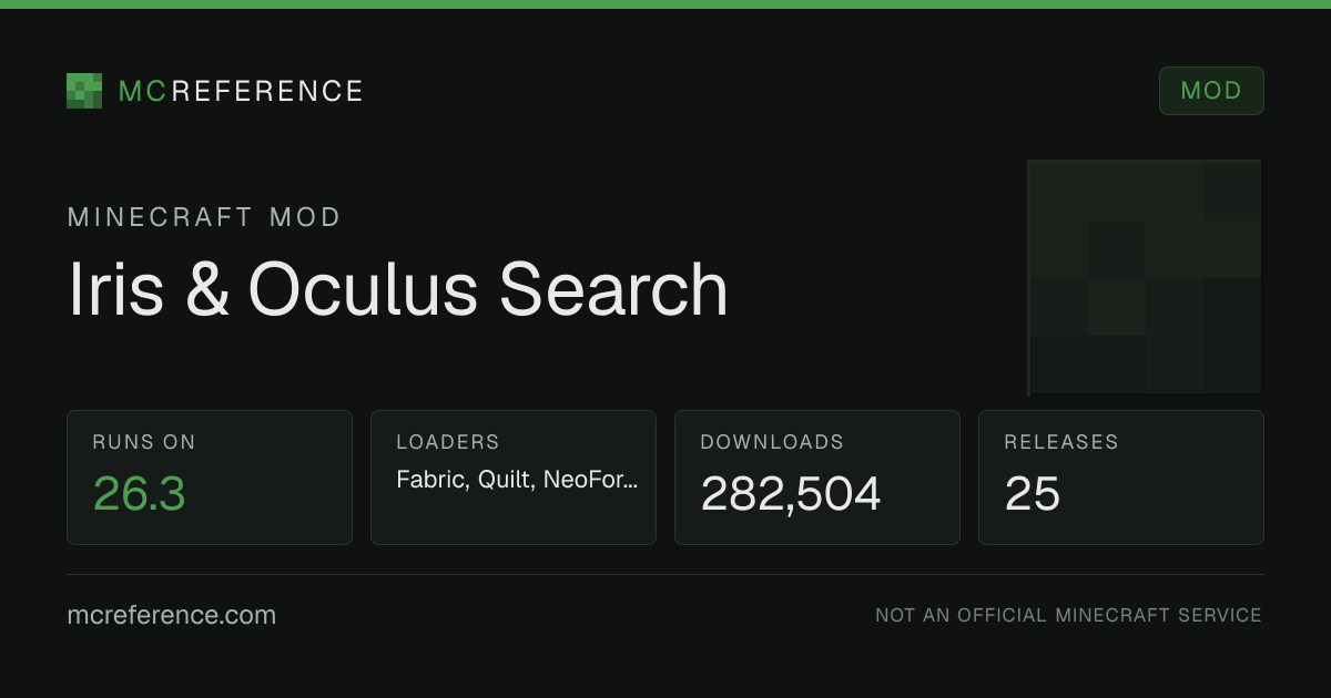 Iris & Oculus Search: Minecraft mod for 26.3