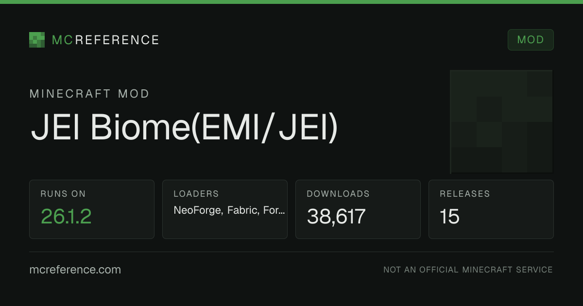JEI Biome(EMI/JEI): Minecraft mod for 26.1.2
