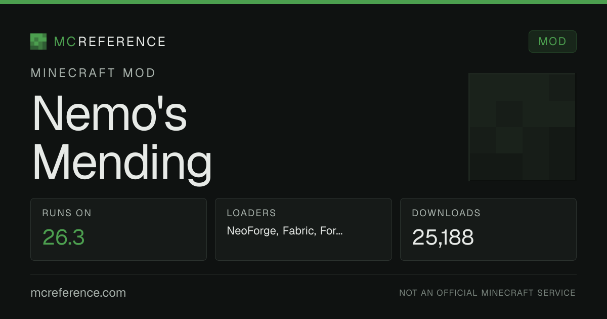 Nemo's Mending: Minecraft mod for 26.3