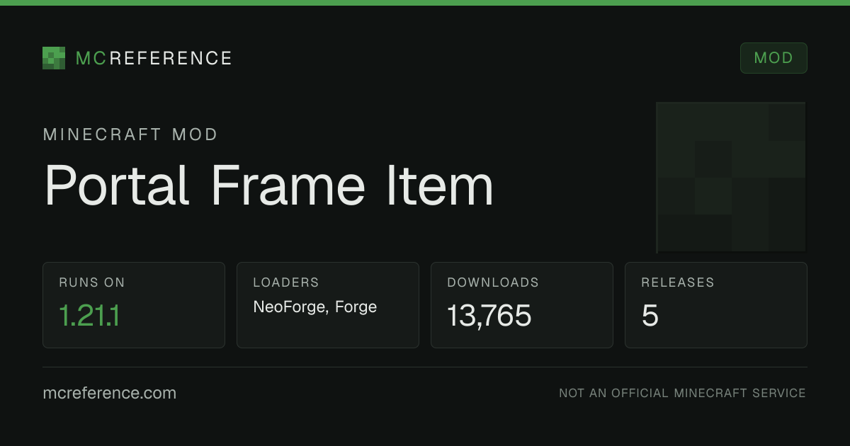 Portal Frame Item: Minecraft mod for 1.21.1 (Forge, NeoForge)