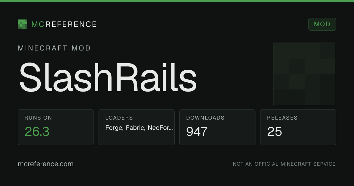 SlashRails: Minecraft mod for 26.3