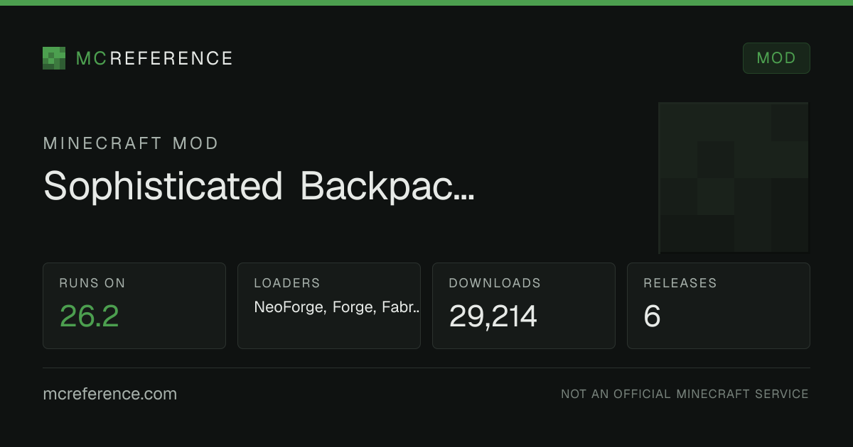 Sophisticated Backpacks easier upgrade: Minecraft mod for 26.2