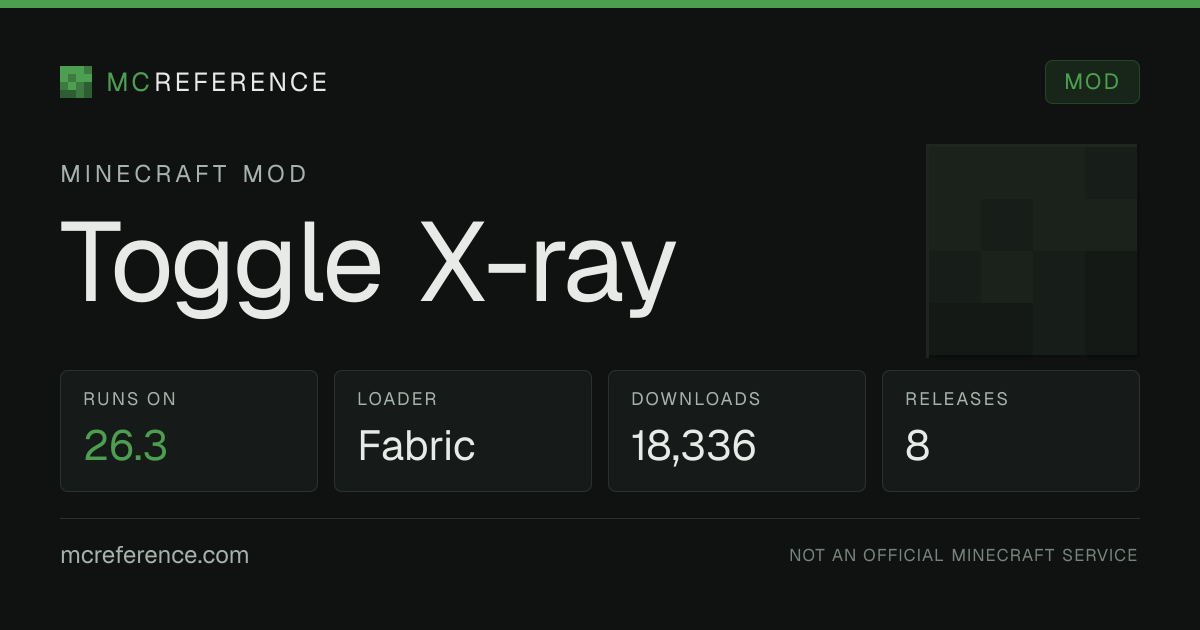 Toggle X-ray: Minecraft mod for 26.3 (Fabric)