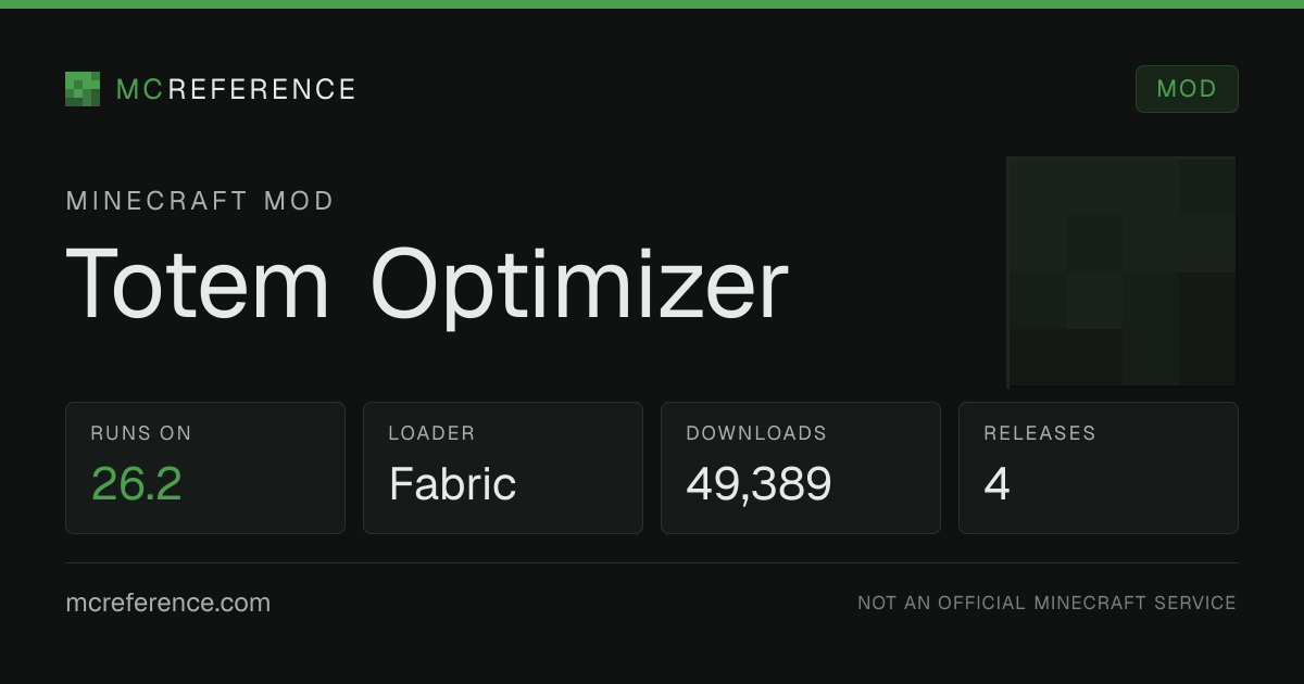 Totem Optimizer: Minecraft mod for 26.2 (Fabric)