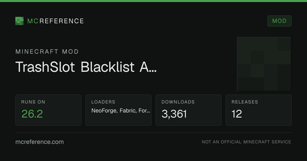 TrashSlot Blacklist Addon: Minecraft mod for 26.2