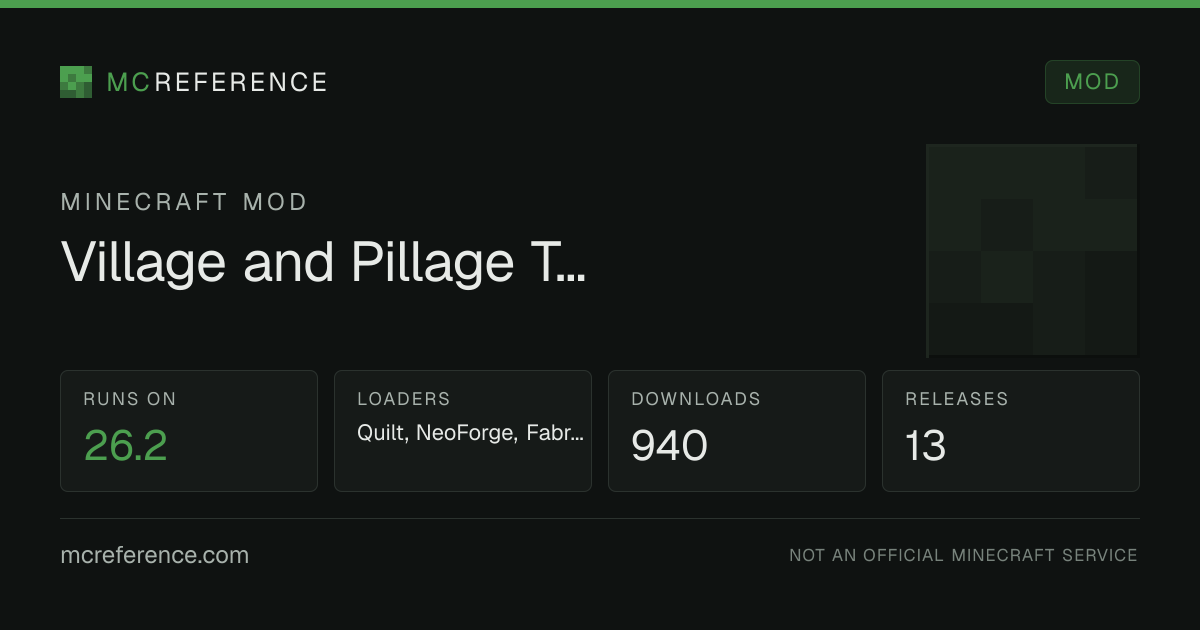 Village and Pillage Tweaks: Minecraft mod for 26.2