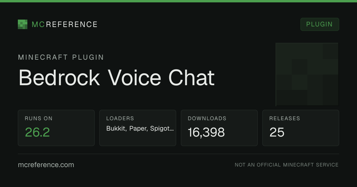 Bedrock Voice Chat: Minecraft plugin for 26.2