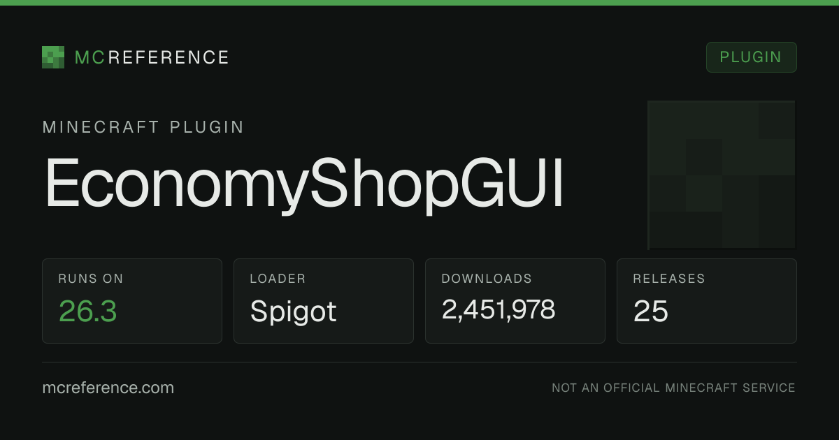 EconomyShopGUI: Minecraft plugin for 26.3 (Spigot)