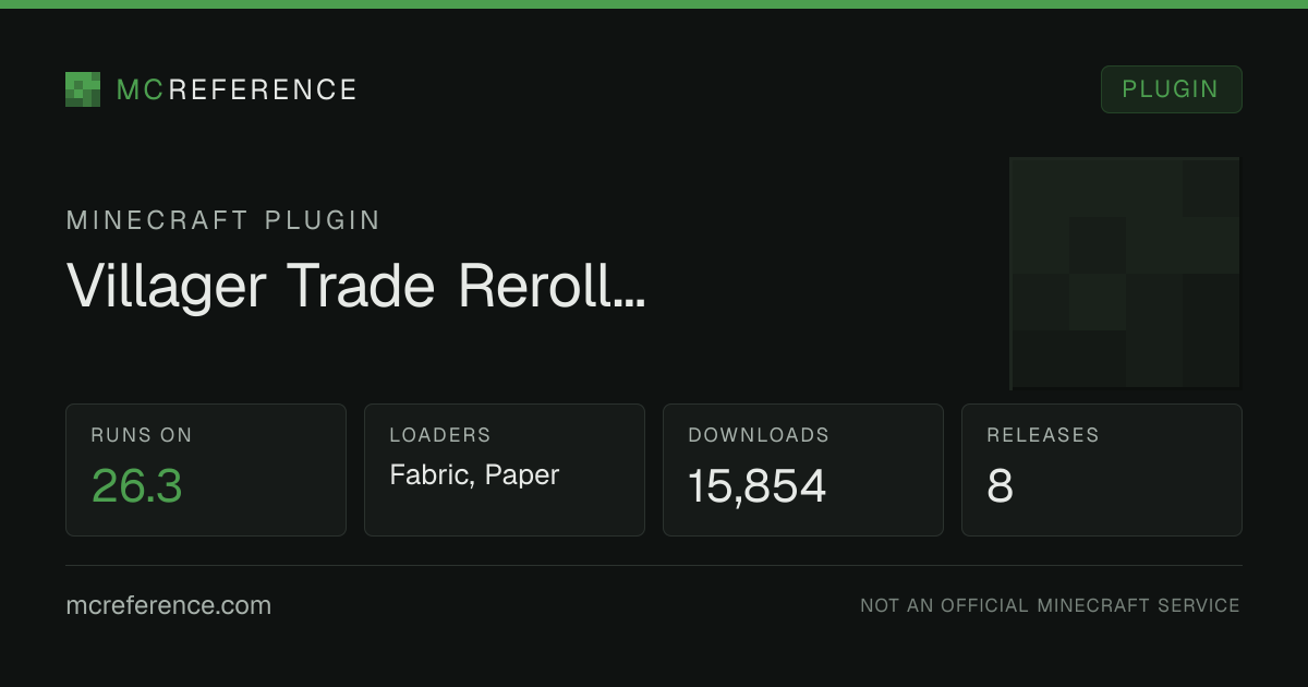 Villager Trade Reroller: Minecraft plugin for 26.3