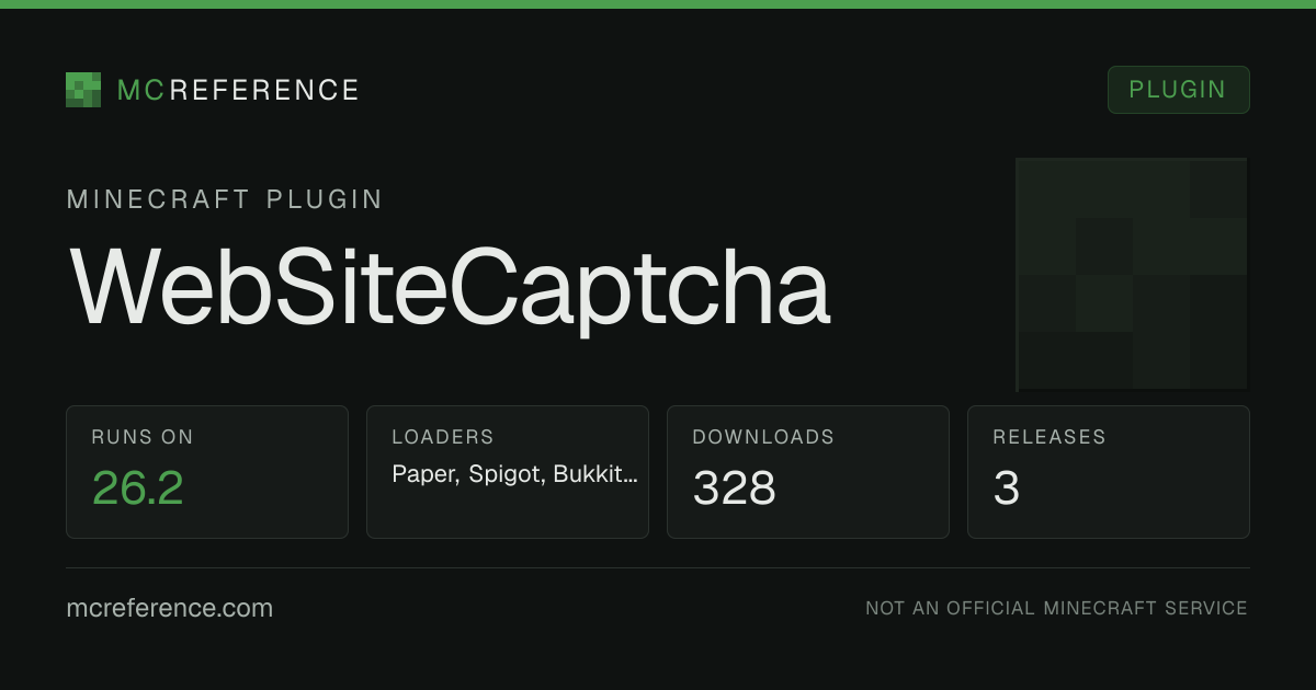 WebSiteCaptcha: Minecraft plugin for 26.2
