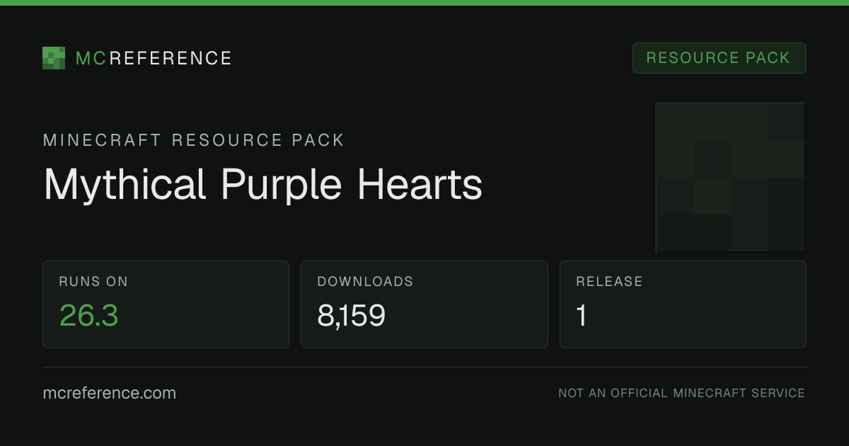 Mythical Purple Hearts: Minecraft resource pack for 26.3